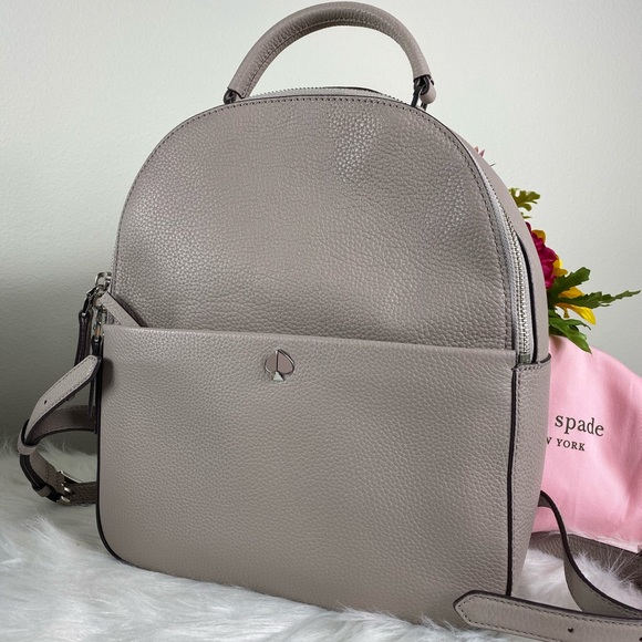 🔥SALE🔥 KATE SPADE TAUPE MEDIUM LEATHER BACKPACK - Picture 3 of 8